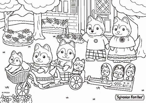 Sylvanian Families Husky Family Colouring Sheet